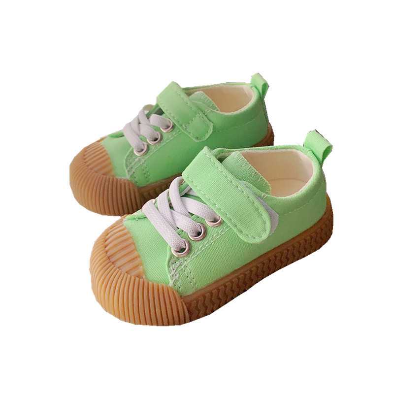 2023 Autumn Baby Walking Shoes for Preschool Solid Color Single Shoes Korean Edition Canvas Shoes for Boys and Girls