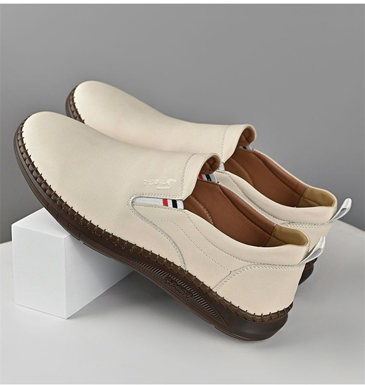 Men's Shoes Round Toe Ltalian Casual Cow Leather Loafers Dress Shoes