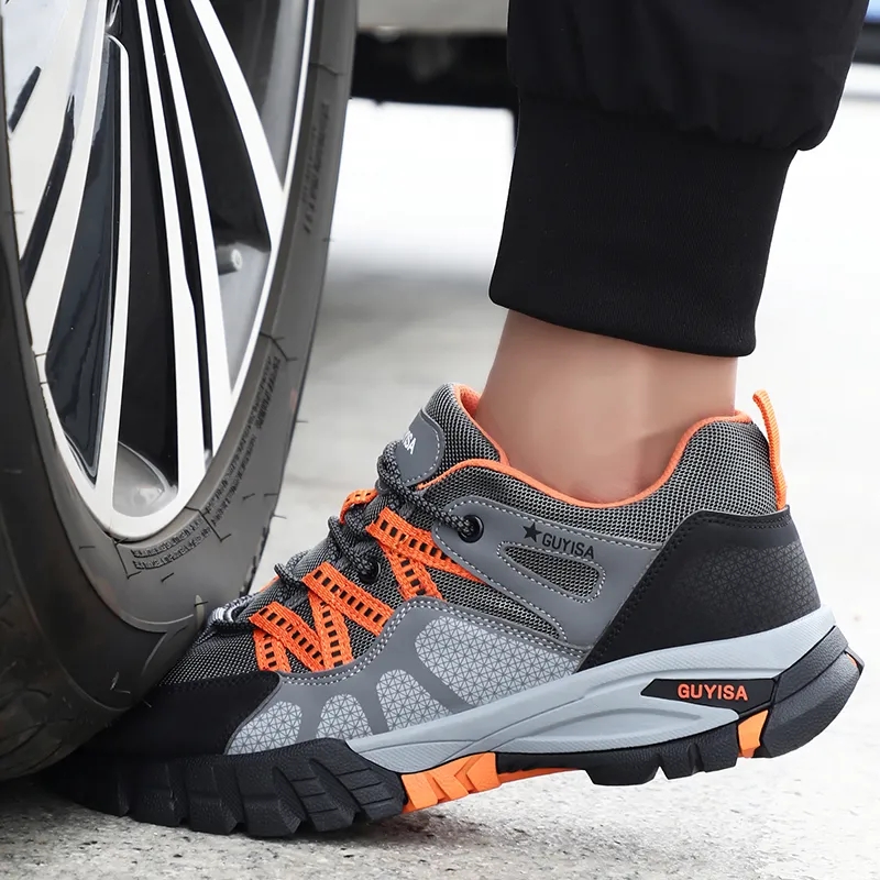 Men's steel toe safety shoes, anti impact and anti stab construction work shoes, wear-resistant hiking labor protection shoes