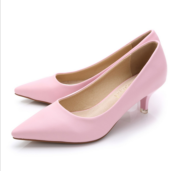 Nude Shallow Mouth Women Office Work Heels Shoes Elegant Ladies Low Heel wedding shoes woman chaussures femme