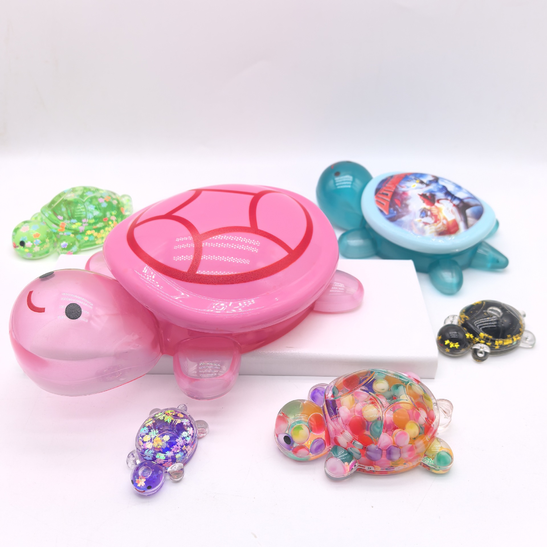 1PC Night Glow Large Turtle+100pcs Mini Luminous Turtles Figurines Resin Craft Glowing Turtle Storage Ornament Landscape Desktop