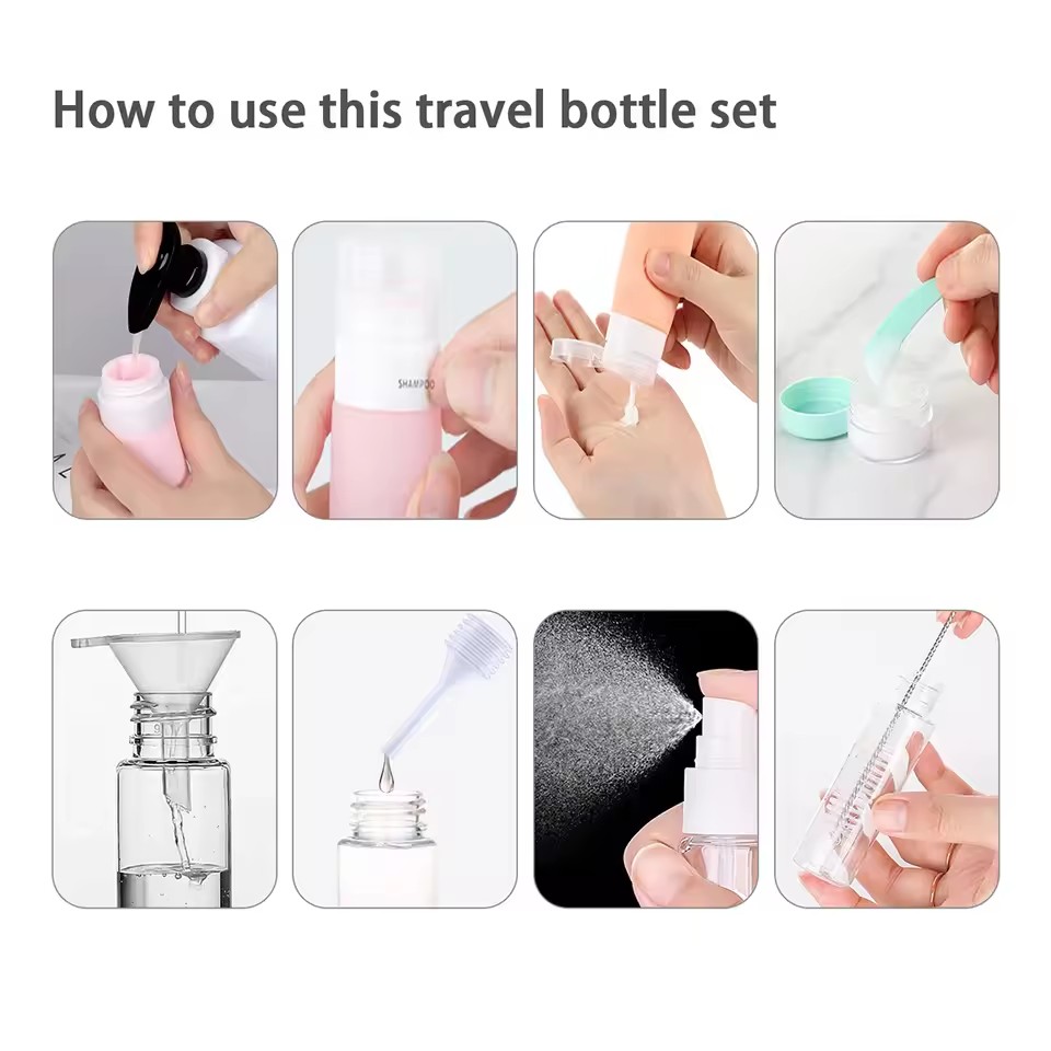 16pcs storage bottle travel suit shampoo cosmetics lotion separate bottle silica gel separate bottle