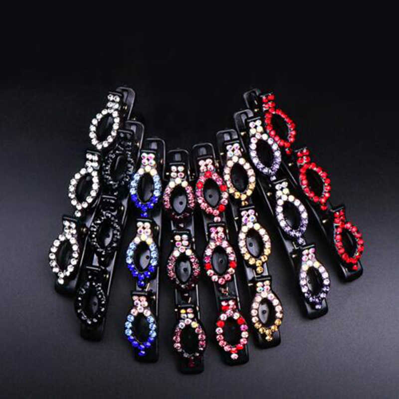 5pcs/pack Sparkling Crystal Stone Braided Hair Clips,Double Bangs Hair Clips Braided Hair for 1 Week Daily