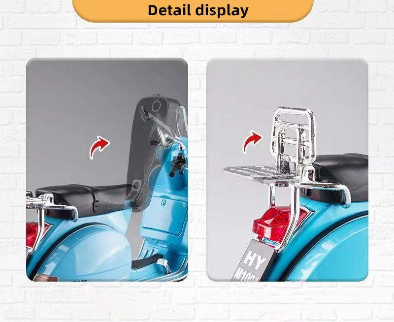 1/10 Roman Holiday/Vespa125 Sheep Alloy Car Model Simulation Motorcycle Children's Toy Car Decoration
