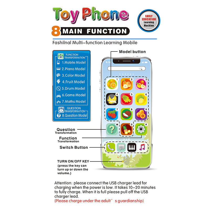 Popular children's simulation telephone, English puzzle, early education, learning point reading machine, touch music, charging