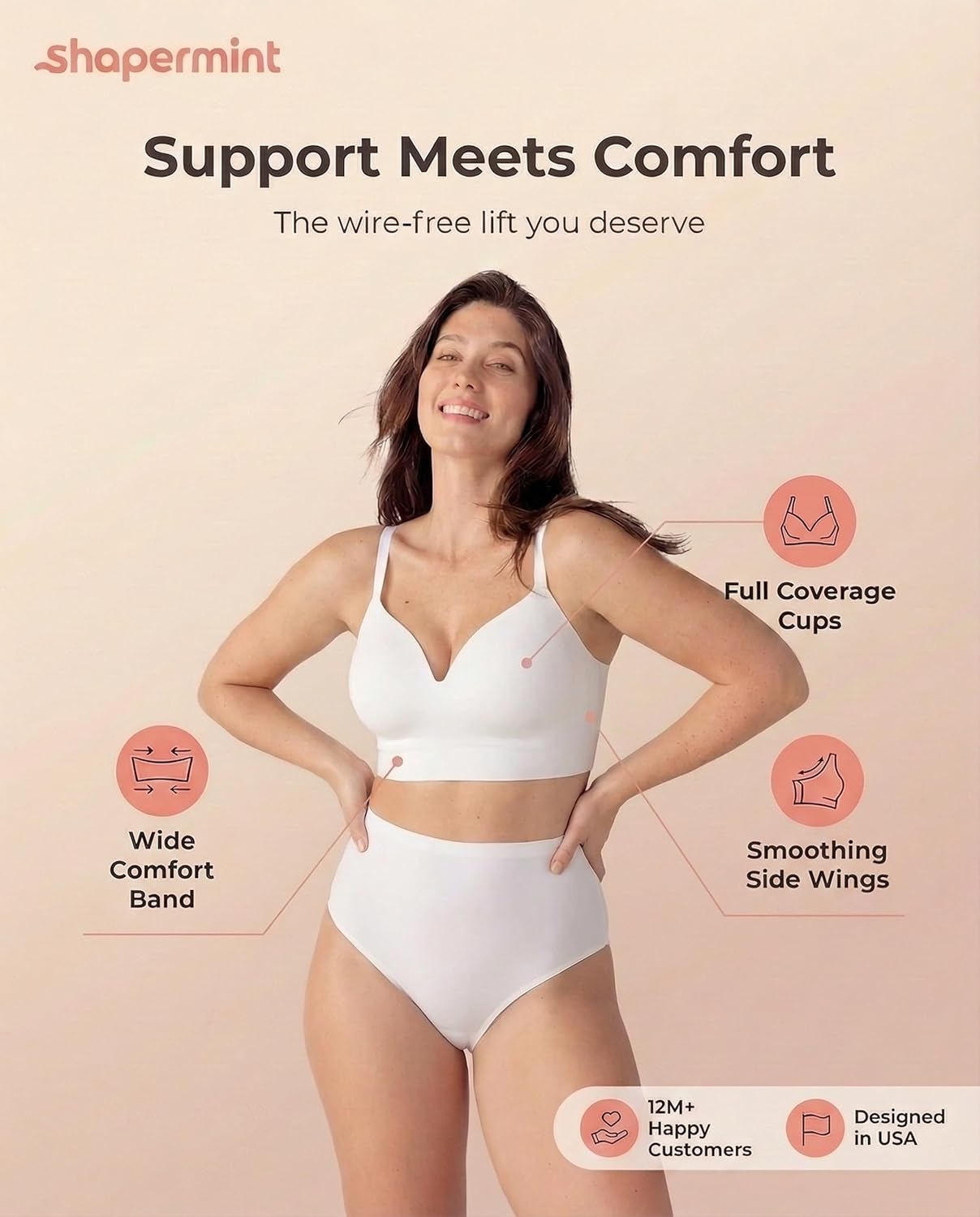 SHAPERMINT Bras for Women - Lingerie Bra, Bralettes for Women with Support, No Underwire Plus Size Bras for Women
