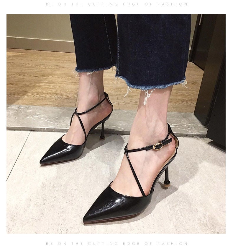 new Women Heeled Sandals Bandage Rhinestone Ankle Strap Pumps Super High Heels Square Heels dress Lady Shoes plus size 34-43 &21