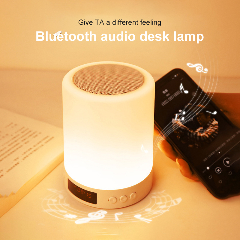 Bluetooth Speaker LED Night Light Touch Sensor with BT Speaker Subwoofer USB Rechargeable Dimmable Table Lamp for Bedroom Office