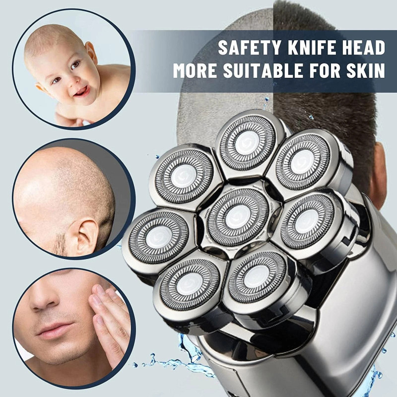 8 Heads Electric Shaver 8D Men Rechargeable Rotary Beard Razor Waterproof Wet Dry Portable Mini Shaving Machine for Bald