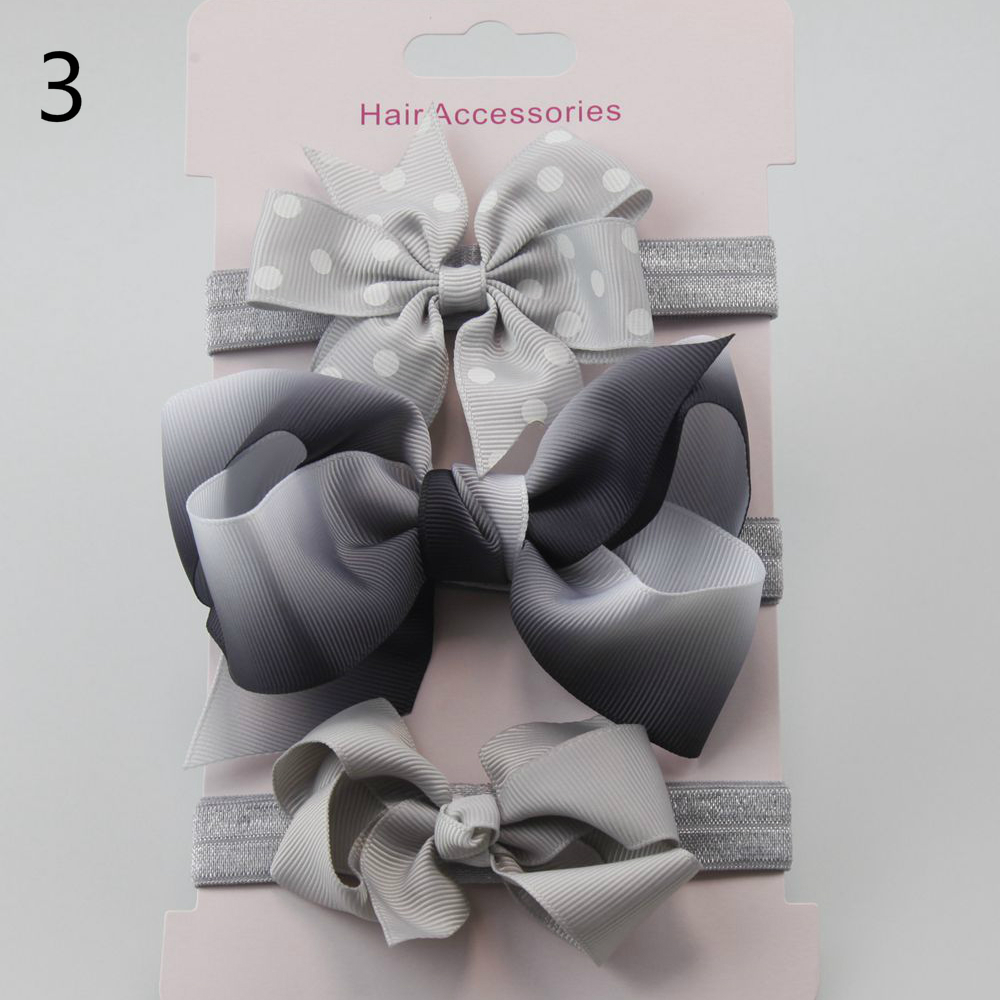 Children's Hair Accessories Bow Hair Three-piece Baby Headband Card Suit