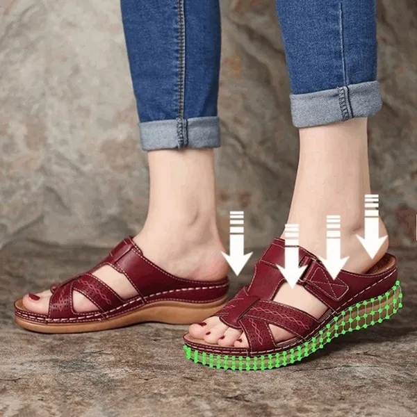 Women's wedge-shaped cross tie up sandals summer breathable open toe anti slip slippers