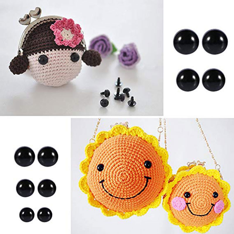 100pcs 10mm Eyeball Doll Accessories Black Plastic Plush Safety Eyes Amigurumi For Toys 6mm 8mm 12mm DIY Funny Toy Eyes Animal