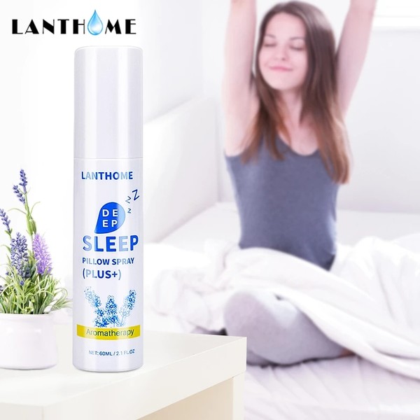 LANTHOME 60ml Sleeping Spray Aromatherapy Lavender Oil Deep Sleep Pillow Spray for 8 Hours Insomnia Therapy