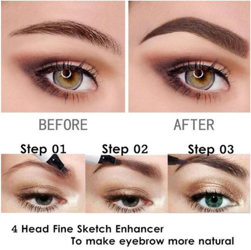 Microblading Eyebrow Tattoo Pen Waterproof 4 Fork Tip Long Lasting Professional Fine Sketch Enhance Stencil Eye Brows Pencil