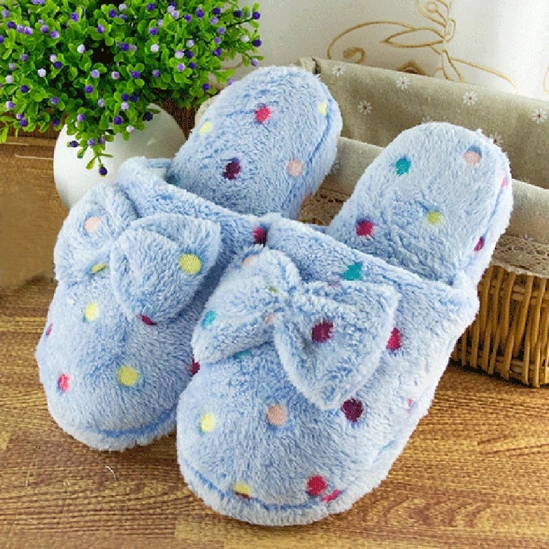 Cute colorful wave shoes slippers female home furry winter warm slippers soft sports shoes indoor bedroom