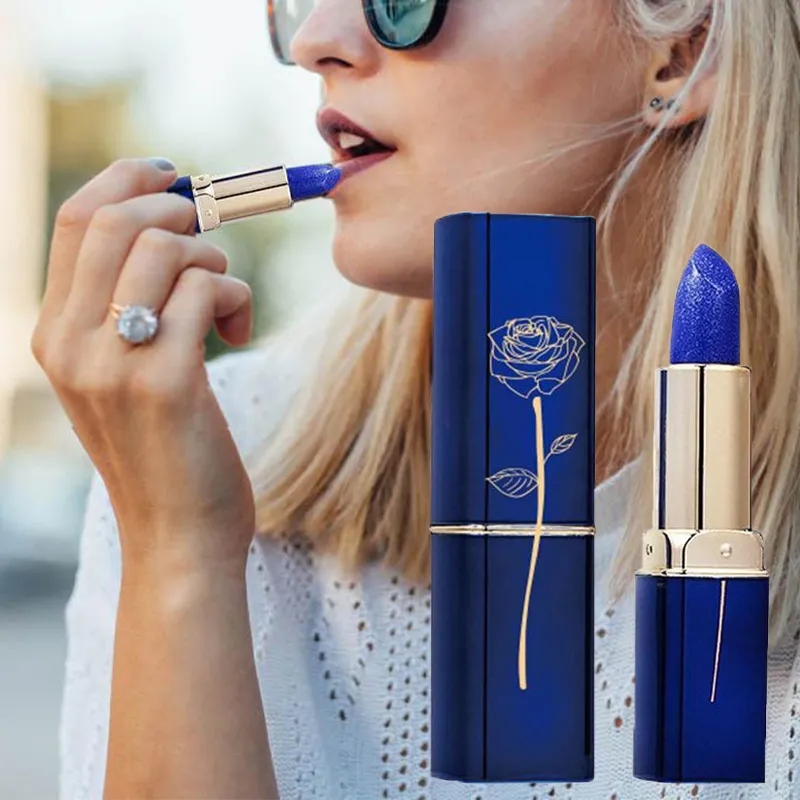 Blue rose lipstick temperature color changing lipstick women's makeup sexy lip gloss bright lipstick