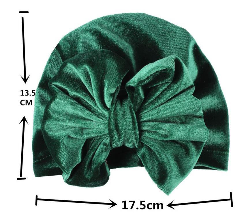 Gold Velvet Bow Indian Hat Bandanas Baby Girls Kids Turban Headband Hair Head Bands Wrap Accessories For Children Cap Headwrap