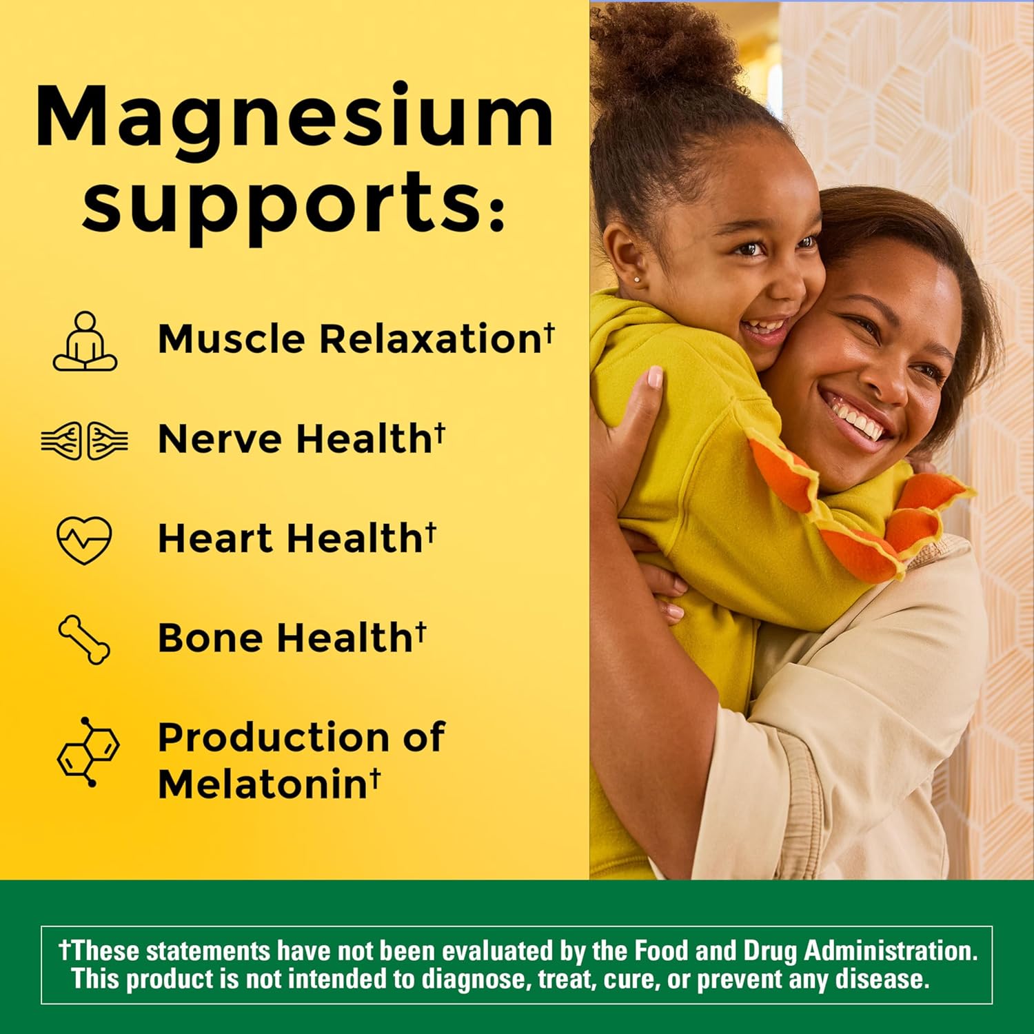 Nature Made Magnesium Glycinate 200 mg per serving, Magnesium Supplement for Muscle, Heart, Nerve and Bone Support, 180 Magnesium Bisglycinate Capsule