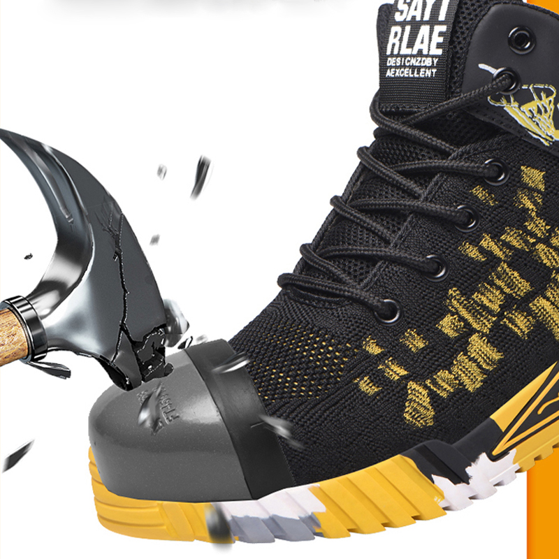 MJYTHF New Work Boots Safety Steel Toe Shoes Men Puncture-Proof Safety Shoes Men Boots Indestructible Shoes Male