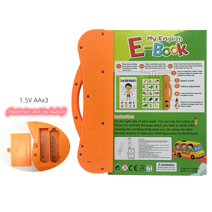 Arabic Language Reading Book Multifunction Learning E-Book for Children,Fruit Animal Cognitive and Daily Duaas Islam Kids Toy