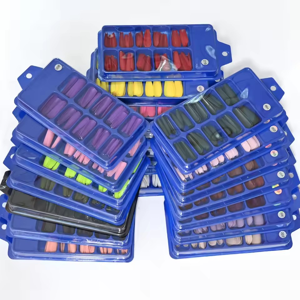 100pcs False Nail Press On Nails Acrylic Extension Coffin Forms Nail Tips Gel Nail Polish Artificial Nail Sets Kits Tools