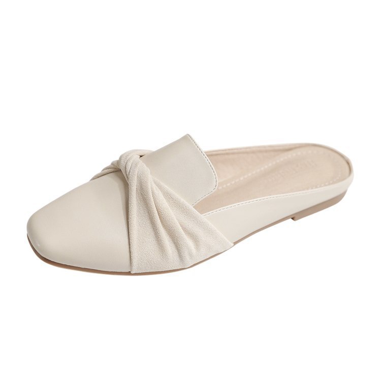 2023 Luxury Woman Mules Summer Close Toe Women Slippers Bowtie Lazy Slides Flat Heel Girl Slippers Korean Outdoor Flip Flops