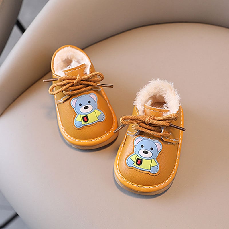 1Pair Baby cotton shoes for winter boys and girls aged 1-3, learning to walk shoes with thick velvet and soft sole