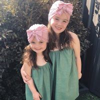 Children's hat hooded hat spring and summer new soft knitted fabric fold bow Indian hat baby hat