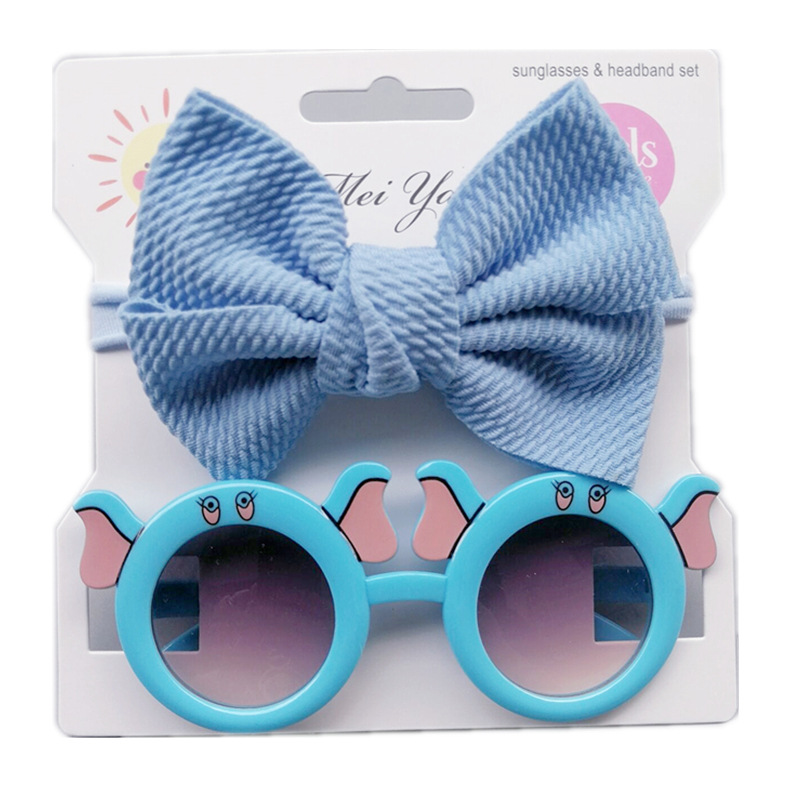 2Pcs/Pack Vintage Kids Summer Bows Headband Round Sunglasses Children Sun Glasses Protection Glasses Baby Hair Accessories