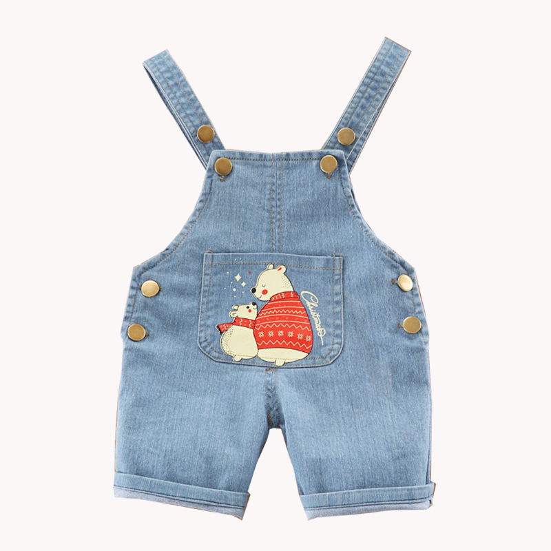 New Summer Baby Bodysuit Baby Strap Pants Denim Shorts for Boys and Girls