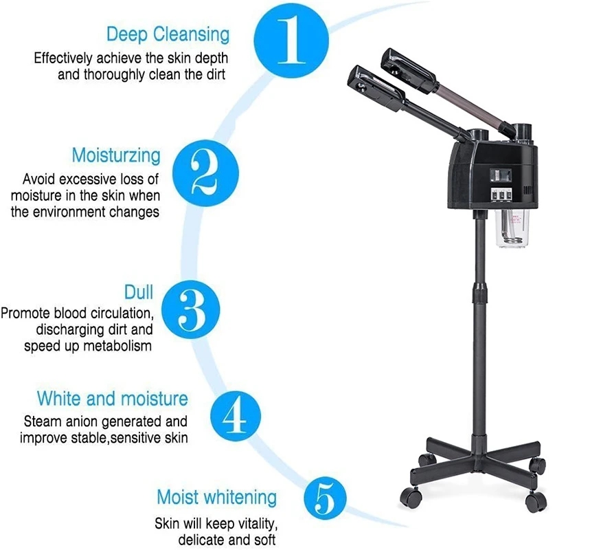 Hot Cold Facial Steamer Professional Face Moisturizer Vaporizer Mist Sprayer Beauty Salon Pore Deep Clean Skin Care Spa