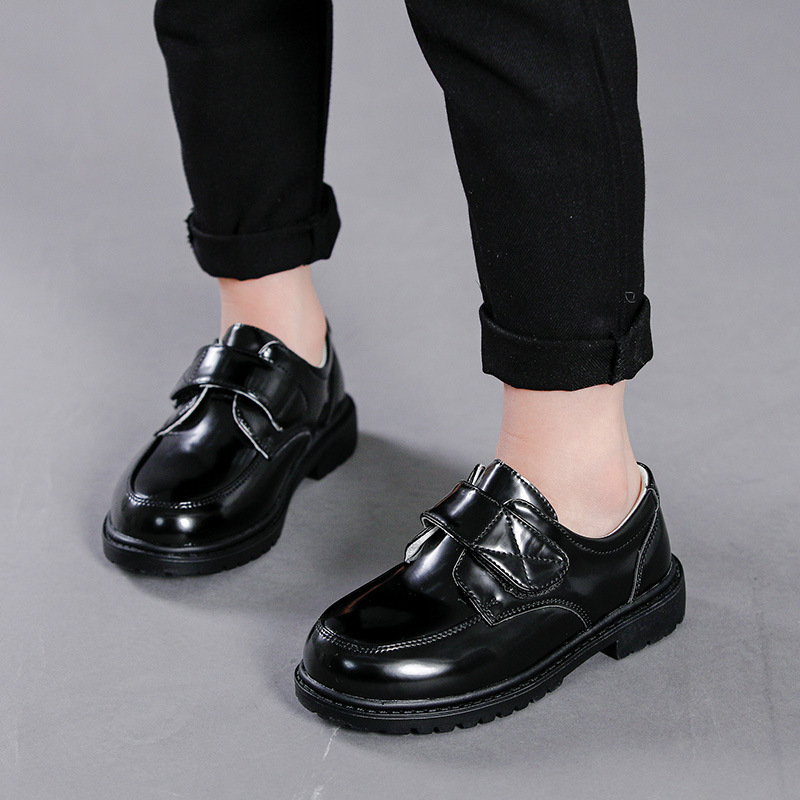 Boys' leather shoes 2024 new boys' fashion British style small leather shoes student leather soft soled performance shoes