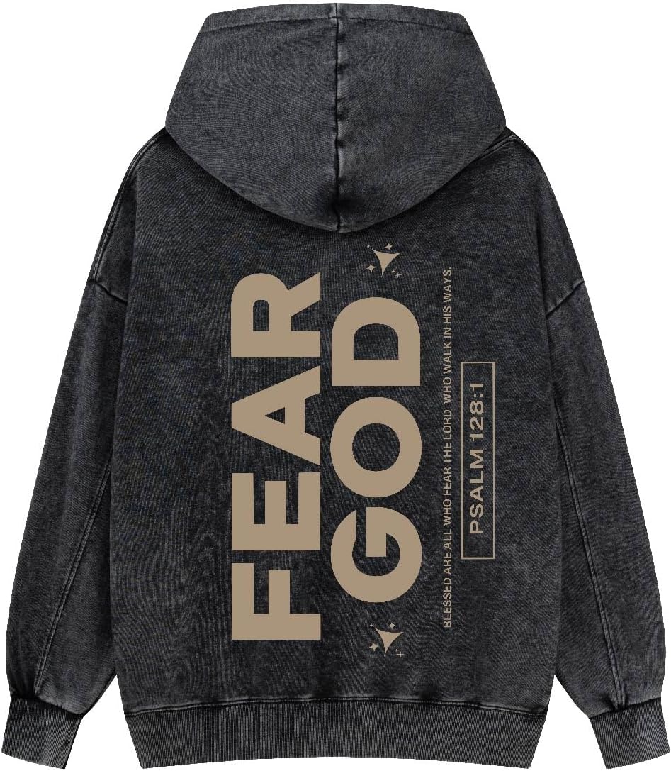 Graphic Hoodies for Men Women Unisex Washed Hoodie Oversized Sweatshirt Fear God