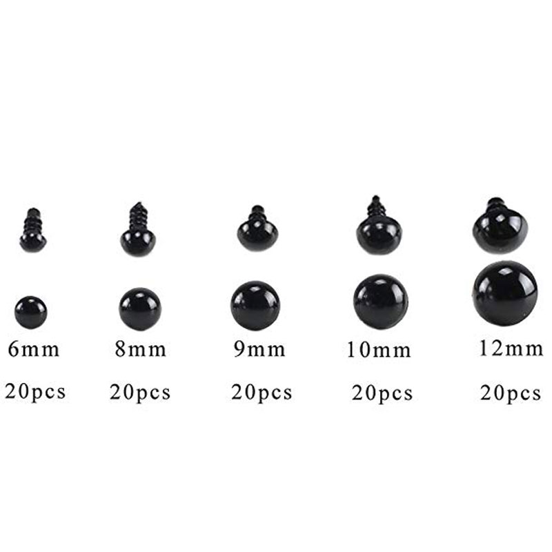 100pcs 10mm Eyeball Doll Accessories Black Plastic Plush Safety Eyes Amigurumi For Toys 6mm 8mm 12mm DIY Funny Toy Eyes Animal