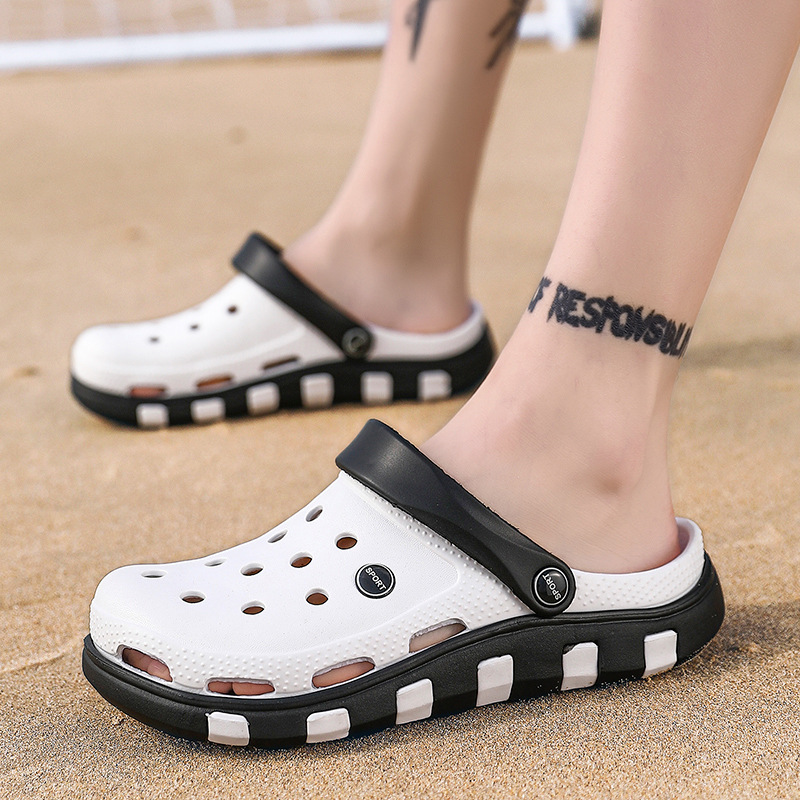 Men's Hole Cave Sandals Non slip Beach Shoes Summer Baotou Fashion Outwear Slippers