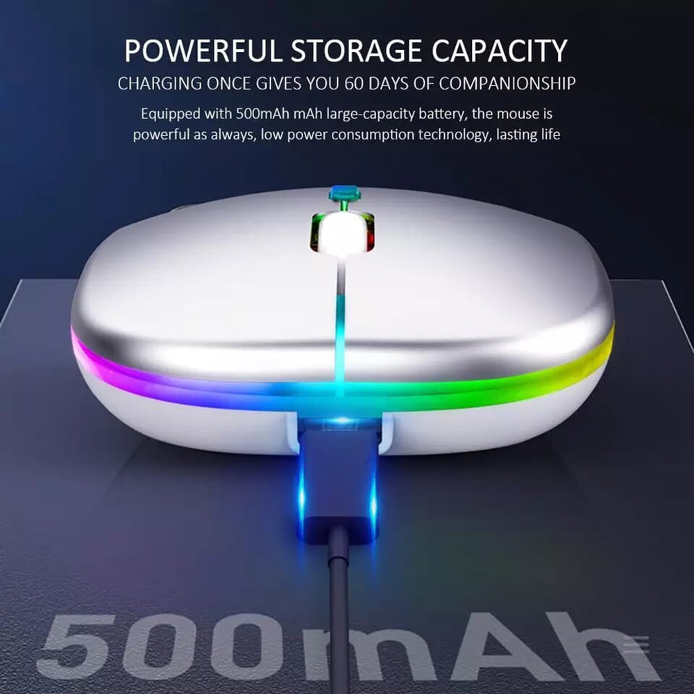 Wireless Mouse RGB Rechargeable Mouse Wireless Computer Mute Mouse LED Backlit Gaming Office Mouse Laptop Accessories