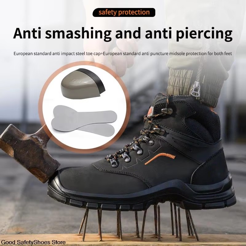 Men Work Shoes Waterproof Anti-Static Safety Boots Male Puncture-Proof Men Sport Safety Shoes Steel Toe Work Boots High Top