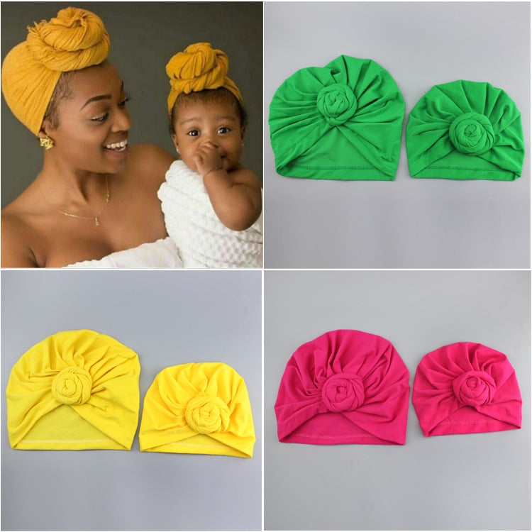 2pcs/set Mother And Baby Headband Baby Girls Big Bow Headband Stretch Turban Knot Head Wraps Mom & Baby Hair Accessories