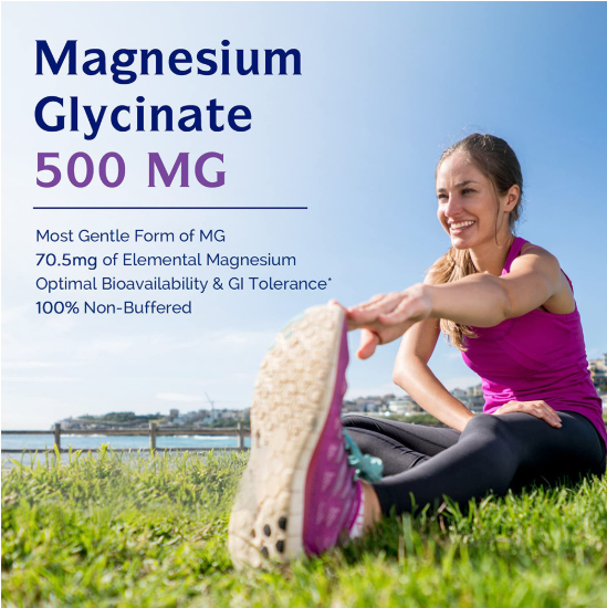 Magnesium Glycinate - Nerves System, Improve Mood Nervous, Muscles Recovery, Heart Health, Sleep Quality Support