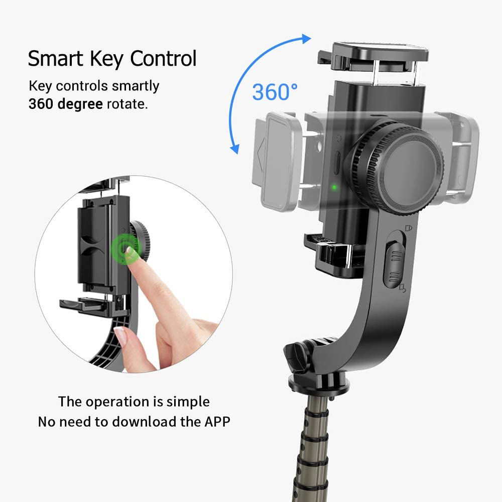 Gimbal Stabilizer 360° Rotation Selfie Stick Tripod with Bluetooth Wireless Remote Portable Phone Holder Auto Balance