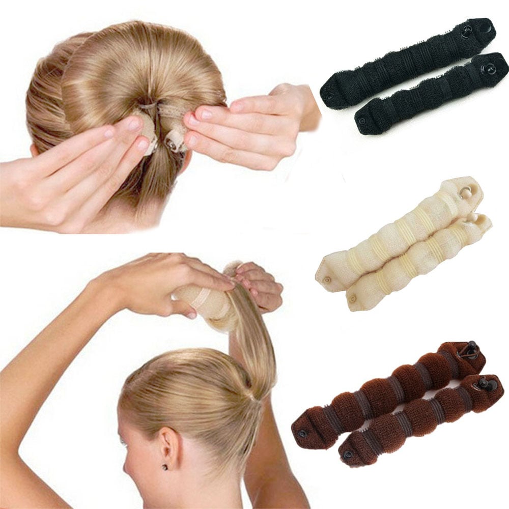 2pcs Women Hair Styling Former Magic Sponge Bun Maker Donut Ring Shaper Foam Braider Tool For Girl's DIY Hair Style Big size