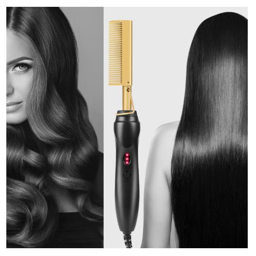 straight hair curling rod, household curling straight multifunctional bangs electric comb Wet /dry copper comb