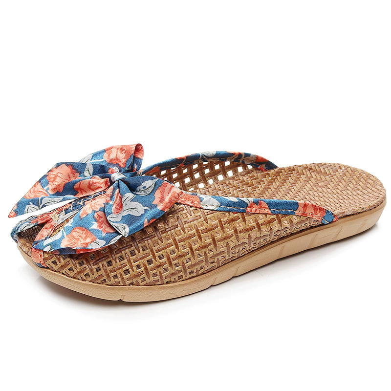 New rattan grass slippers for home, men and women, summer couples, breathable indoor rattan grass flooring, and cool slippers