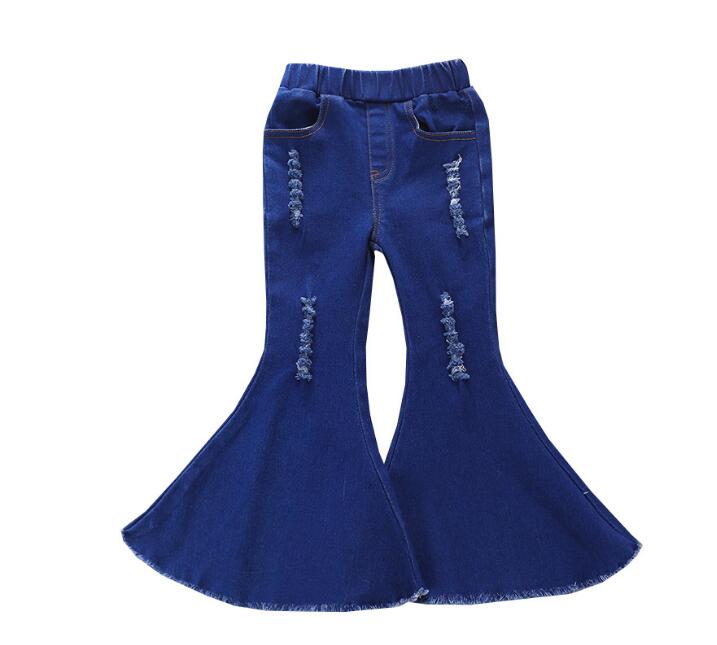 Girls' cowboy horn new black hole pants tight cowboy elastic children's pants