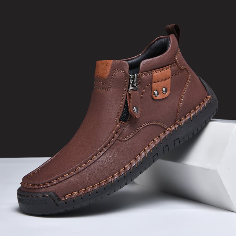 Men Fashion Casual Boots Leather Men's Breathable Running Shoes Lightweight Walking Ankle Boots New Athletic Outdoor Shoe