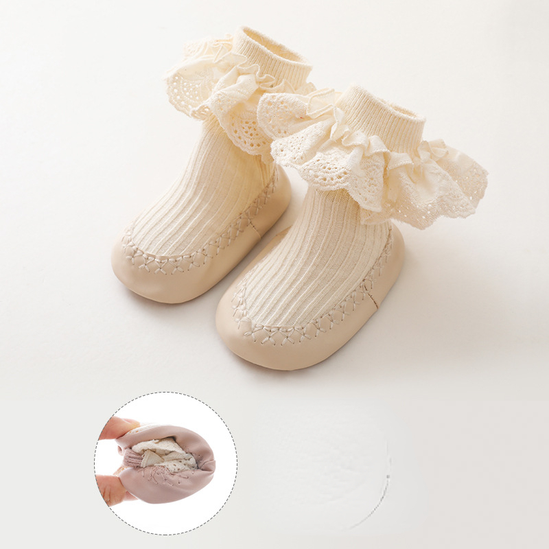 0-2Y autumn and winter baby slippers and socks, baby socks, anti-skid soles, children's socks, princess socks, shoes