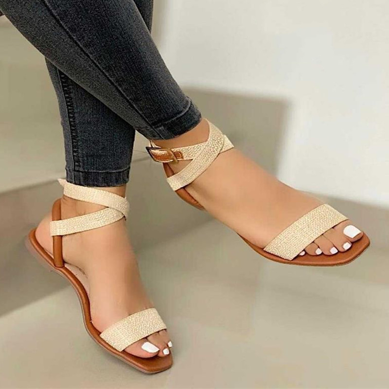 Women's shoes 2023 summer new style ankle winding ladies outer wear belt buckle sandals women slippers women