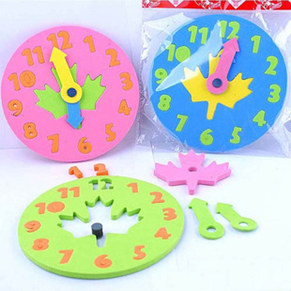Color Random Kids DIY Eva Clock Puzzle Jigsaw Early Learning Educational Kindergarten Toys For Children 3-6 Years Old