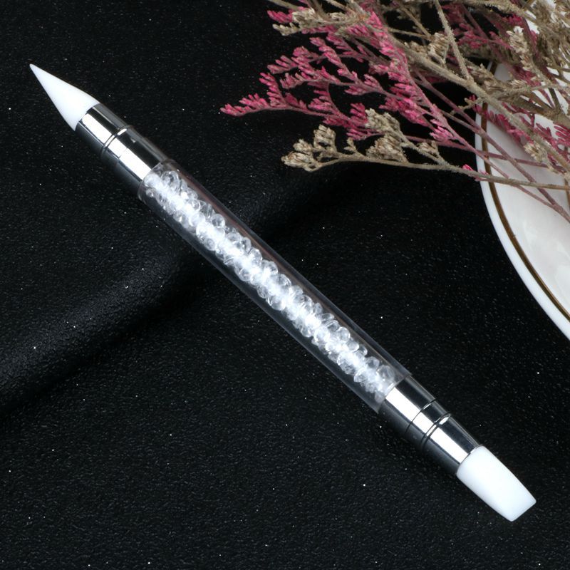 Dual-Ended 2 Ways Nail Art Silicone Sculpture Pen Carving DIY Painting Glitter Rhinestone Acrylic Manicure Dotting Tool &