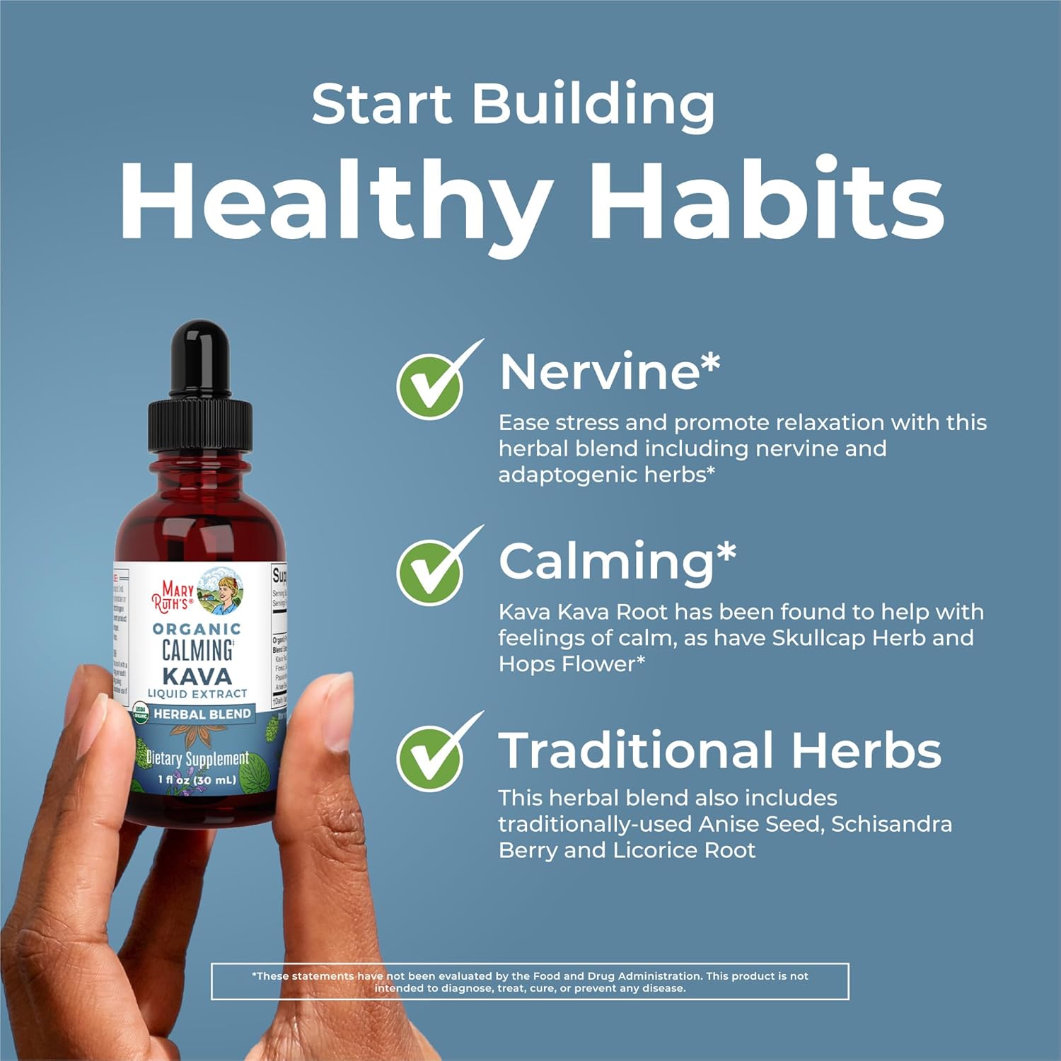 MaryRuth's Kava Root Liquid Extract for Calm & Relaxation | Nervine & Adaptogenic Herbal Blend | USDA Organic | Sugar Free | Gluten Free | Vegan | Non